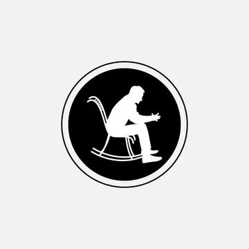 Logo type vector image of Old man sitting in rocking chair Stock Illustration