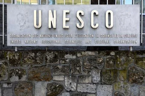 The logo of the UNESCO Stock Photos