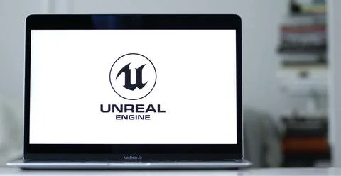 Logo of Unreal Engine 5, a 3D design and rendering software for developers and f Stock Photos