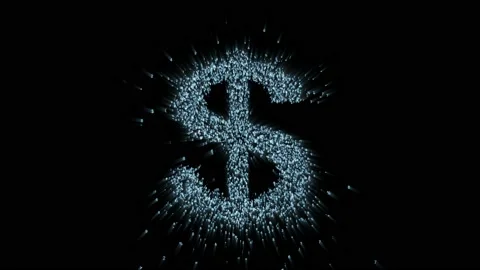 The logo of the us dollar in the digital space Video stock 98177190
