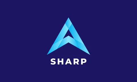 Logo vector blue color arrow sharp concept minimalism art symbol triangle sty Stock Illustration
