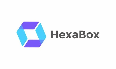 Logo vector blue hexagonal cube blue concept modern technology Illustrazione stock