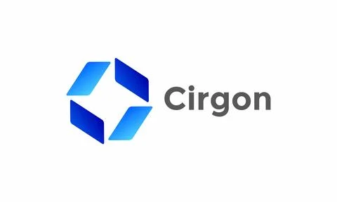 Logo vector blue hexagonal cube blue concept modern technology Illustrazione stock