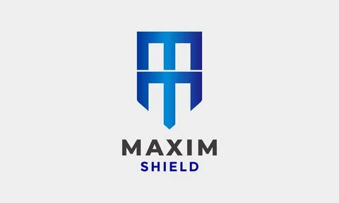 Logo vector blue shield letter M minimalism Stock Illustration