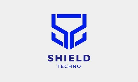 Logo vector blue shield letter S logotype concept minimalism symbol security Stock Illustration
