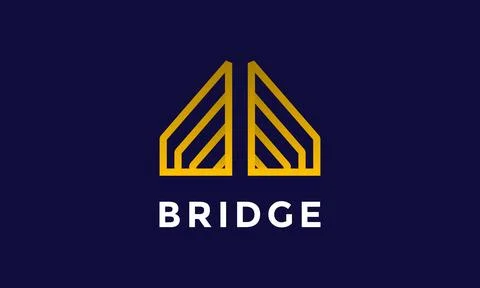Logo vector bridge minimalist concept symbol connection cooperate communica.. Stock Illustration