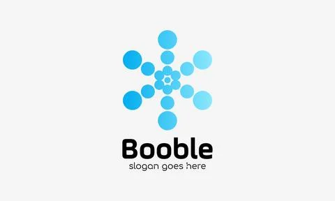 Logo vector circle blue bubble modern concept round world network connectio.. Stock Illustration