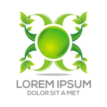 Logo Vector Circle Floral Design Element Eco Leaves Stock Illustration