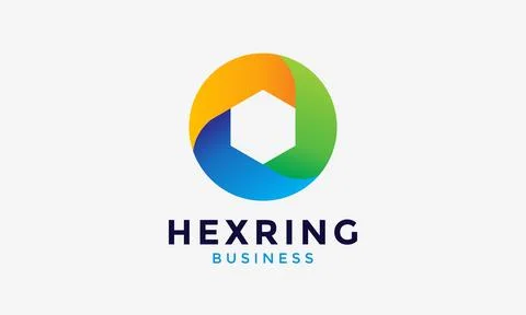 Logo vector circle hexagon blue color minimalist design concept symbol tech.. Illustrazione stock