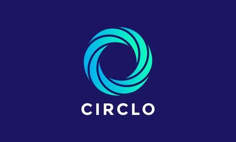 Logo vector circle minimalist design concept blue color ellipse stylish icon Stock Illustration