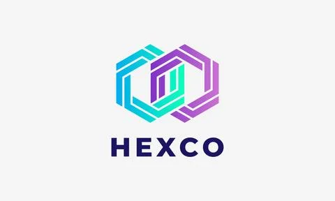 Logo vector double hexagon minimalist link connection chain concept corpora.. Stock Illustration