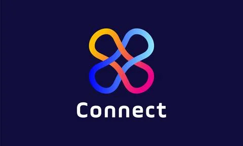 Logo vector double link connection chain cooperate technology communication.. Stock Illustration