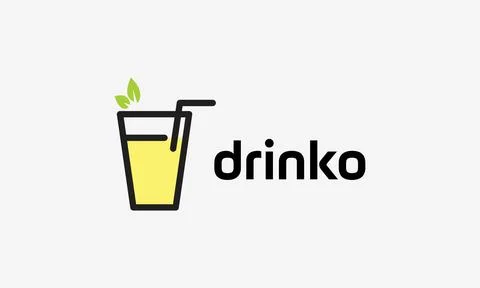 Logo vector drinking orange juice fresh water lemon fruit ice glass martini.. Stock Illustration