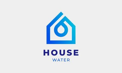 Logo vector drip water blue house cool clean pure splash raindrop minimalis.. Illustrazione stock