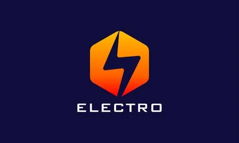 Logo vector electrical hexagon power energy lightning flash secure concept .. Stock Illustration