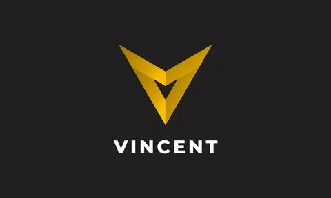 Logo vector elegant gold arrow letter V triangle concept design logotype styl Stock Illustration