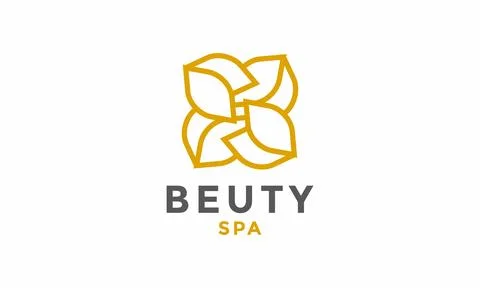Logo vector gold flower elegant design beautiful floral nature Stock Illustration
