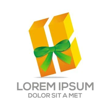 Logo Vector Gold Gift Icon Stock Illustration