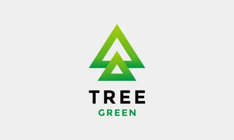 Logo vector green leaves tree triangle minimalism design environment concept Stock Illustration