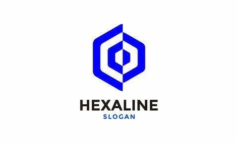 Logo vector hexagon blue design minimalist concept Stock Illustration