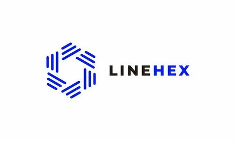 Logo vector hexagon blue minimalist design corporate company emblem concept Stock Illustration