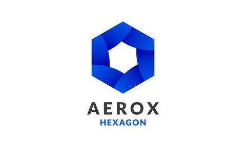 Logo vector hexagon blue monochrome graphic infinite Stock Illustration