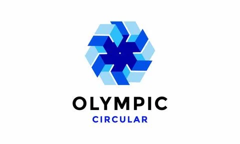Logo vector hexagon fan blue spin concept minimalism technology design Stock Illustration