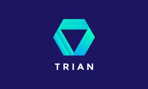 Logo vector hexagon triangle blue color minimalist concept technology secur.. Stock Illustration