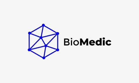 Logo vector hexagon triangle blue line bio medic health medical technology .. Stock Illustration