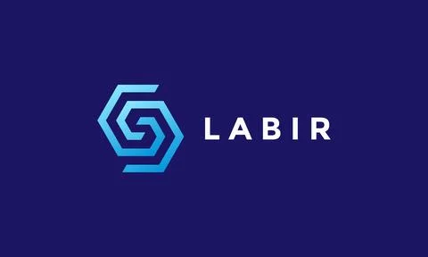 Logo vector hexagonal blue color minimalist concept technology secure design Stock Illustration