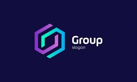 Logo vector hexagonal blue color letter G logotype alphabet font minimalist.. Stock Illustration