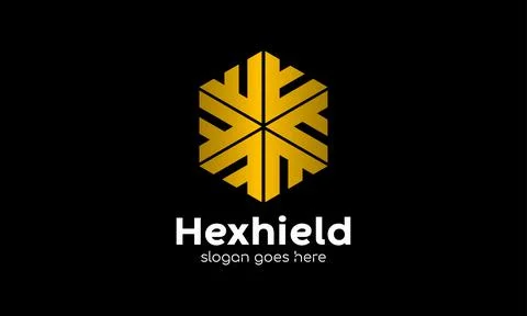 Logo vector hexagonal gold color elegant concept technology secure design Stock Illustration