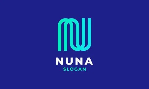 Logo vector initial NU minimalist design alphabet logotype font letter simp.. Stock Illustration