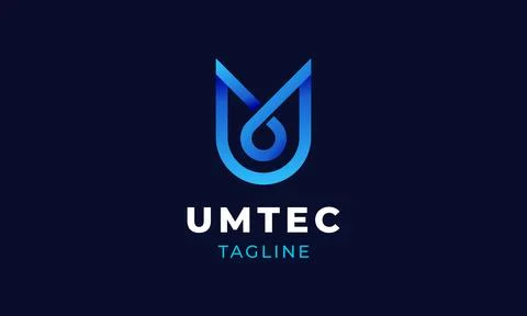 Logo vector initial UM blue drip emblem minimalism design concept Illustrazione stock