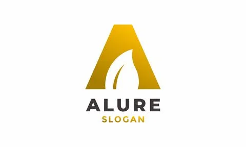 Logo vector leaves gold design minimalis Stock Illustration