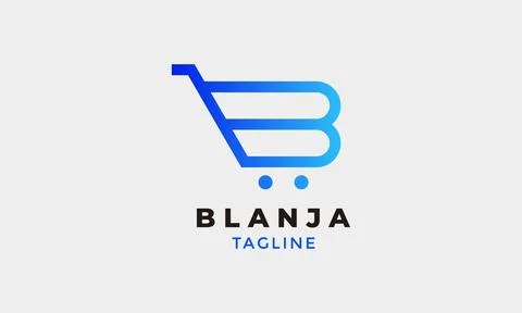 Logo vector letter B trolly style minimalist logotype shopping concept Illustrazione stock