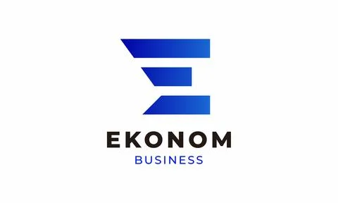 Logo vector letter E blue color gradation minimalist design branding simple.. Illustrazione stock