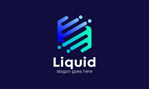 Logo vector letter E drip water blue liquid alphabet logotype minimalist fo.. Stock Illustration