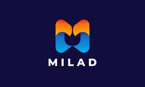 Logo vector letter M minimalist design logotype alphabet font futuristic Stock Illustration