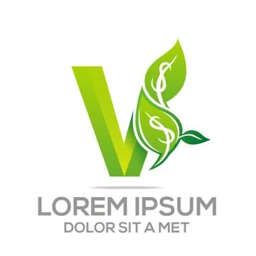 Logo Vector Letter V Leaves icon Illustrazione stock