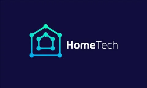 Logo vector linked house symbol technology connection network property real.. Stock Illustration
