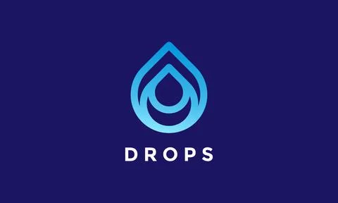Logo vector minimalist blue drip water nature concept liquid rain fluid bub.. Stock Illustration