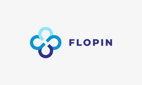 Logo vector minimalist blue flower color symmetry style decoration concept Stock Illustration