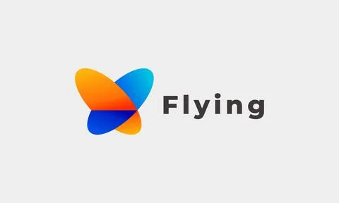 Logo vector minimalist design flying butterfly colorful wing insect beauty .. Illustrazione stock