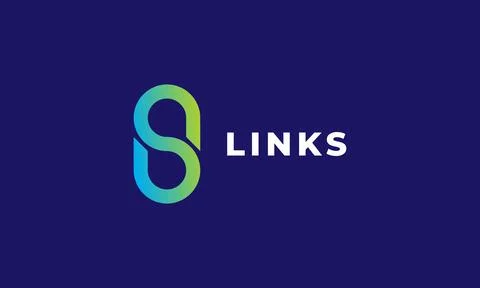 Logo vector minimalist design link chain blue gradation symbol style connec.. Stock Illustration