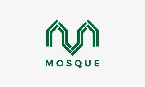 Logo vector minimalist design mosque build tower pray Allah islamic symbol .. Stock Illustration