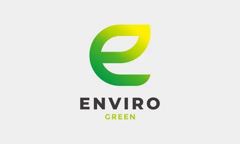 Logo vector minimalist green leaf letter e environment simple healthy natur.. Stock Illustration