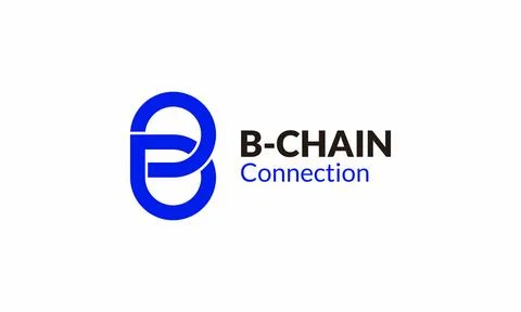 Logo vector minimalist letter B blue chain connection symbol logotype 스톡 일러스트