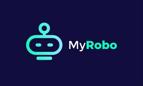 Logo vector minimalist line human robotic technology system science concept.. Stock Illustration