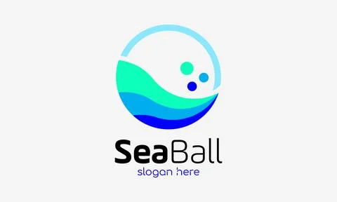 Logo vector nature concept sea water wave ocean blue style design holiday ico Stock Illustration